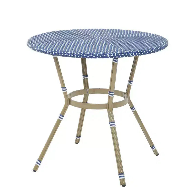 Set da pranzo da esterno Franco 5 pezzi con altezza da bancone - miBasics: Set tavolo e sgabelli da bar da esterno in alluminio, resistente all'acqua