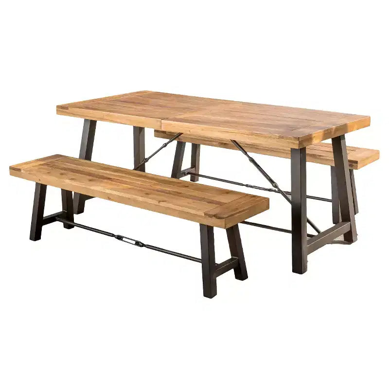 Tavolo da Picnic 3 Pezzi Catriona in Legno di Acacia - Finitura Teak - Christopher Knight Home