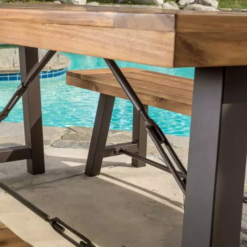 Tavolo da Picnic 3 Pezzi Catriona in Legno di Acacia - Finitura Teak - Christopher Knight Home