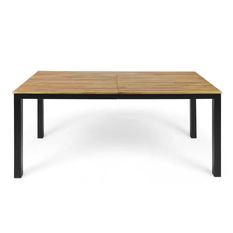 Set da pranzo da esterno Bleckley 7 pezzi in vimini - Marrone chiaro/Beige/Teak - Christopher Knight Home: Set mobili da giardino in rattan con piano tavolo in acacia