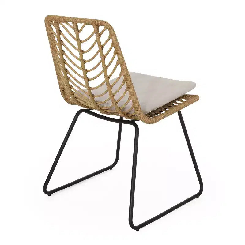 Set da pranzo da esterno Bleckley 7 pezzi in vimini - Marrone chiaro/Beige/Teak - Christopher Knight Home: Set mobili da giardino in rattan con piano tavolo in acacia