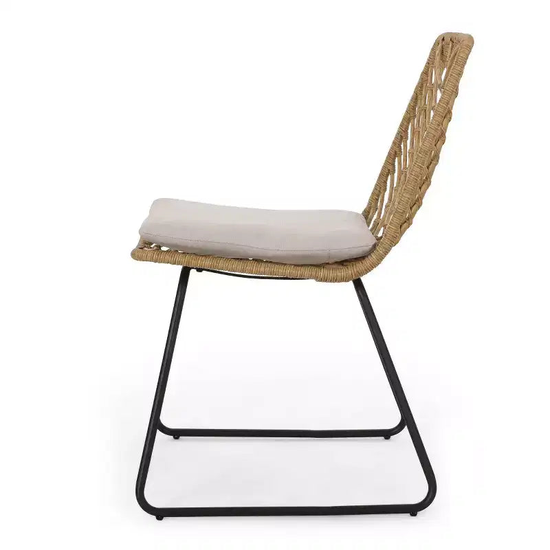 Set da pranzo da esterno Bleckley 7 pezzi in vimini - Marrone chiaro/Beige/Teak - Christopher Knight Home: Set mobili da giardino in rattan con piano tavolo in acacia