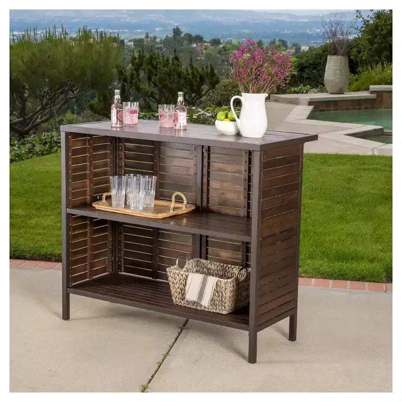 Milos 3pc Acacia Bar Set - Dark Brown - Christopher Knight Home: Weather-Resistant, Galvanized Steel Hardware