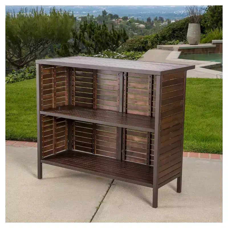 Milos Set da bar 3 pezzi in acacia - Marrone scuro - Christopher Knight Home: Resistente alle intemperie, ferramenta in acciaio zincato