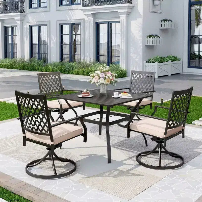 5pc Dining Set with 37" Table & 4 Swivel Arm Chairs - Captiva Designs