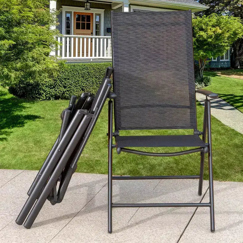 Set da patio da 7 pezzi con tavolo rettangolare e sedie a sdraio reclinabili con braccioli - Captiva Designs: Mobili per sala da pranzo da esterno