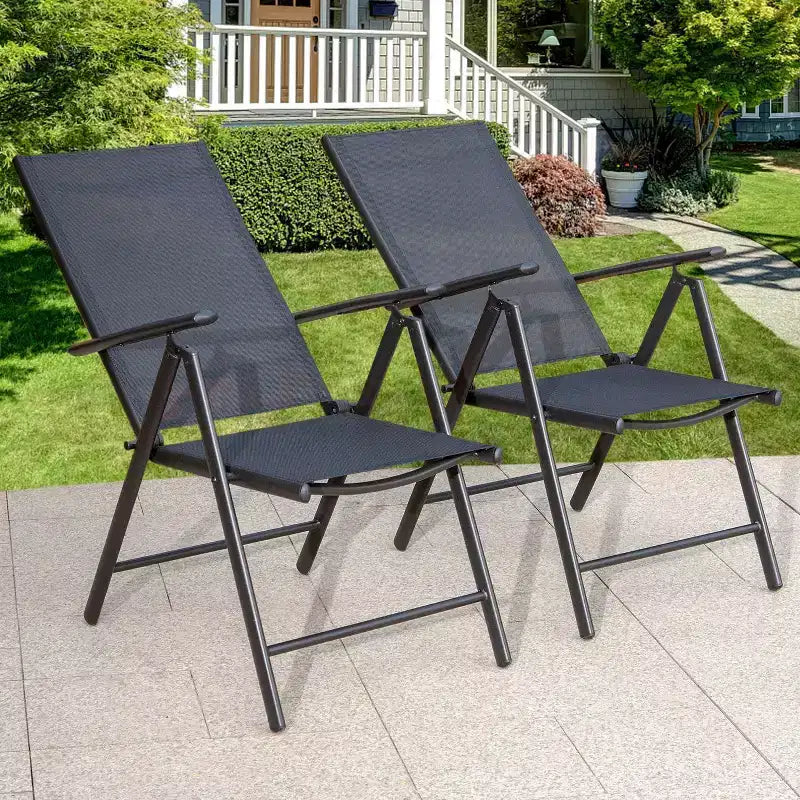 Set da patio da 7 pezzi con tavolo rettangolare e sedie a sdraio reclinabili con braccioli - Captiva Designs: Mobili per sala da pranzo da esterno