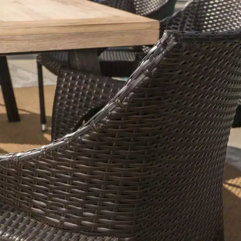 Set da pranzo Hensley 6 pezzi in acacia e vimini: Resistente alle intemperie, Arredo da giardino - Christopher Knight Home