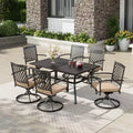 7pc Patio Set with 37" Table & Diamond Back Swivel Arm Chairs - Captiva Designs