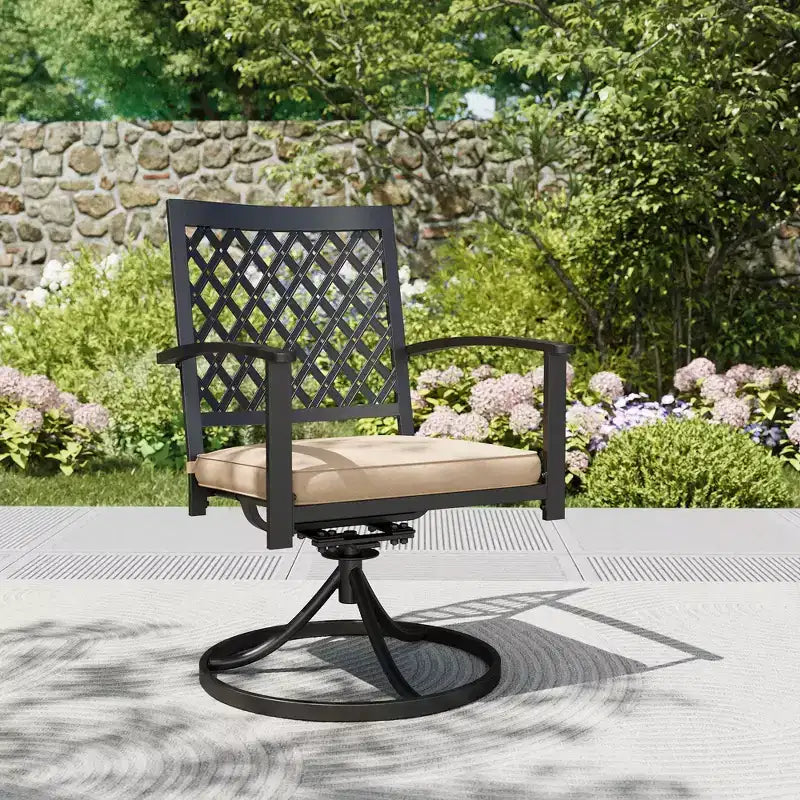 Set da patio 7 pezzi con tavolo da 37" e poltrone girevoli con schienale a rombi - Captiva Designs