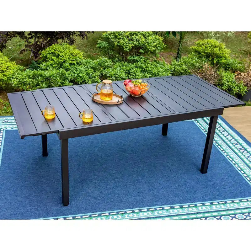 Set da pranzo da 7 pezzi Captiva Designs in metallo con tavolo rettangolare allungabile e 6 sedie: Posti a sedere per sei persone per esterni