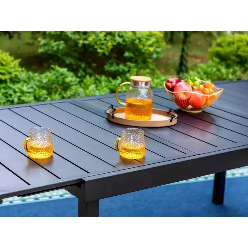 Set da pranzo da 7 pezzi Captiva Designs in metallo con tavolo rettangolare allungabile e 6 sedie: Posti a sedere per sei persone per esterni