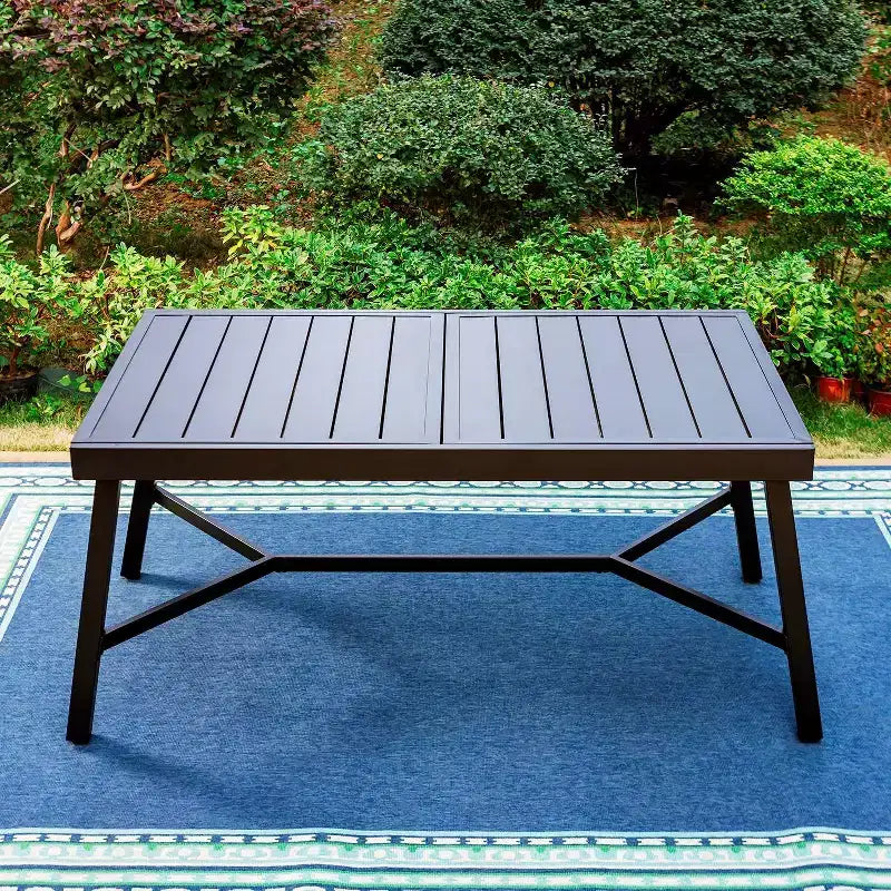 Set da pranzo da esterni in acciaio a 7 pezzi Captiva Designs: mobili da giardino con tavolo allungabile