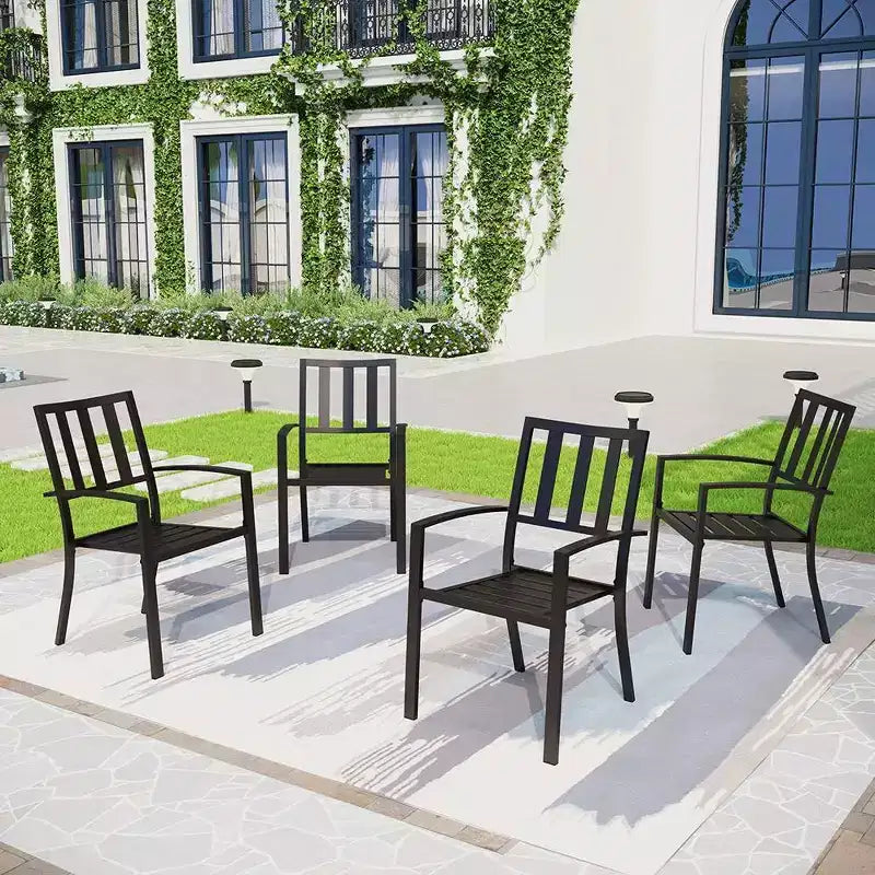 Set da pranzo da esterni in acciaio a 7 pezzi Captiva Designs: mobili da giardino con tavolo allungabile
