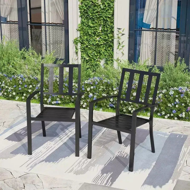 Set da pranzo da esterni in acciaio a 7 pezzi Captiva Designs: mobili da giardino con tavolo allungabile