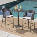 Dominica 3pc Square Wicker Outdoor Patio Bar Set: Weather-Resistant, Iron Frame - Christopher Knight Home
