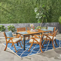 7pc Concord Acacia Wood Patio Dining Set Teak - Christopher Knight Home: Weather-Resistant, 6-Seater