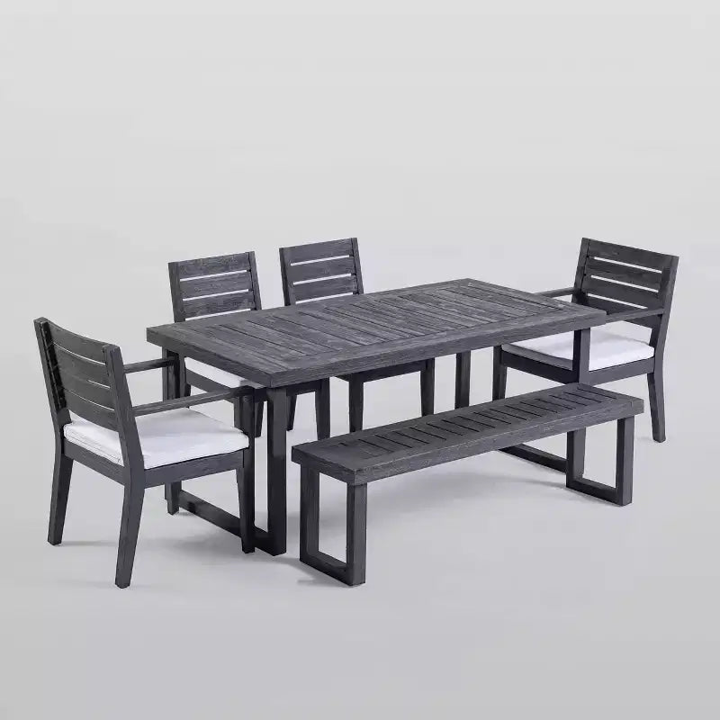 Set da Pranzo Nestor 6 pezzi in Legno di Acacia - Grigio Scuro/Grigio Chiaro - Christopher Knight Home