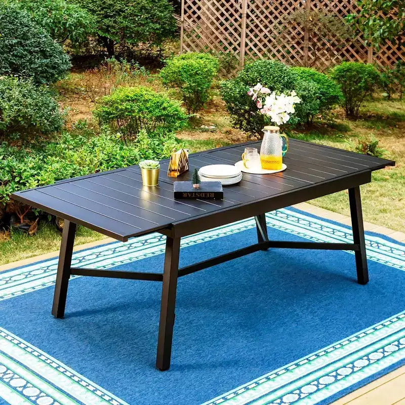 Set da pranzo da esterni 7 pezzi con tavolo allungabile e 6 sedie in rattan PE - Captiva Designs
