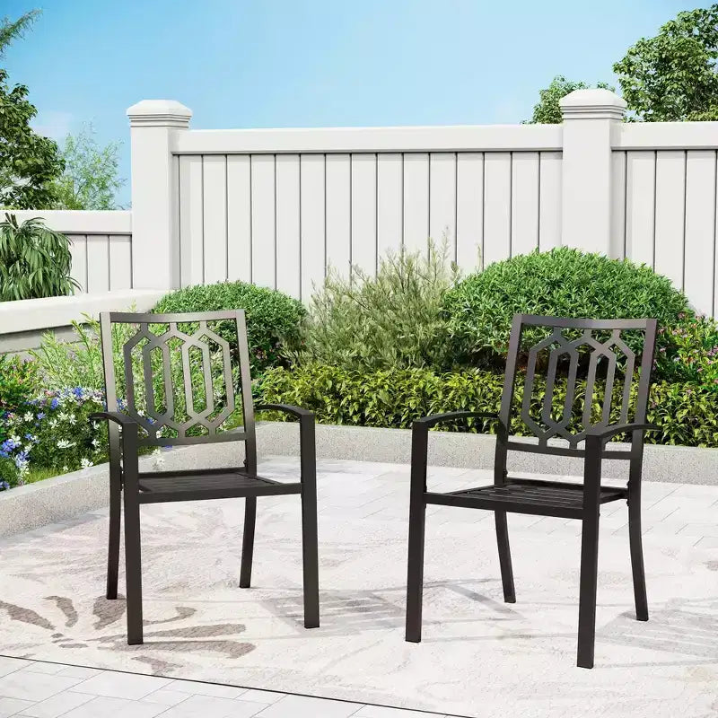 Tavolo e sedie in metallo con design a rombi 5 pz - Captiva Designs