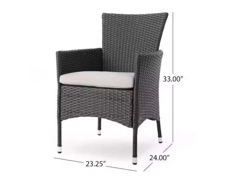 Set da pranzo da esterno Wyatt a 7 pezzi in legno di acacia e vimini di polietilene - Grigio/Beige - Christopher Knight Home: Set di mobili da esterno con cuscini