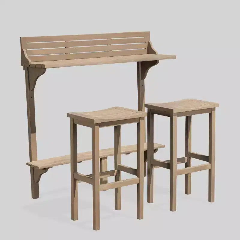 Set da bar da esterno Caraibi in 3 pezzi in legno di acacia - Grigio - Christopher Knight Home: Resistente alle intemperie, 2 sgabelli da bar, Fisso