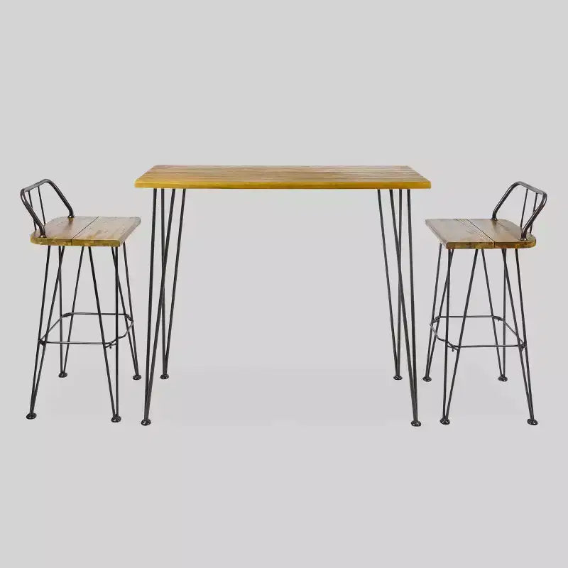 Set da bar da esterno industriale Denali 3 pezzi in legno di acacia - Teak - Christopher Knight Home: Resistente alle intemperie, Finitura rustica