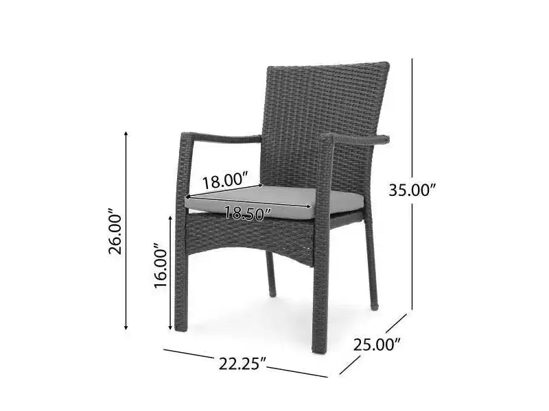 Set da pranzo Garner con 6 sedie in legno e vimini e panca, grigio scuro sabbiato/grigio - Christopher Knight Home