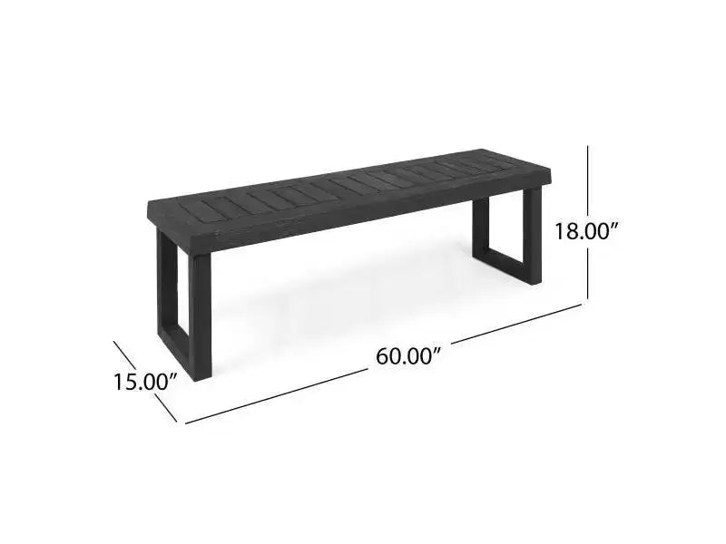 Set da pranzo Garner con 6 sedie in legno e vimini e panca, grigio scuro sabbiato/grigio - Christopher Knight Home