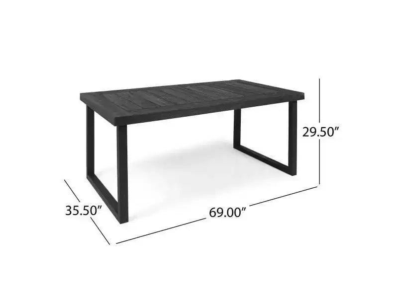 Set da pranzo Garner con 6 sedie in legno e vimini e panca, grigio scuro sabbiato/grigio - Christopher Knight Home