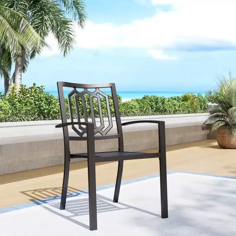 Set da pranzo da 7 pezzi per esterni con tavolo rettangolare con foro per ombrellone e sedie - Captiva Designs