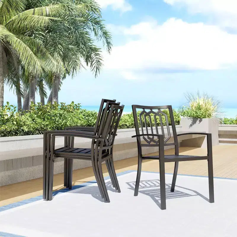 Set da pranzo da 7 pezzi per esterni con tavolo rettangolare con foro per ombrellone e sedie - Captiva Designs
