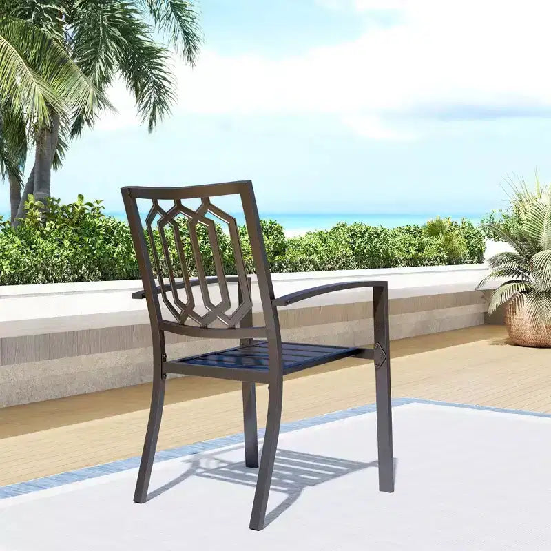 Set da pranzo da 7 pezzi per esterni con tavolo rettangolare con foro per ombrellone e sedie - Captiva Designs
