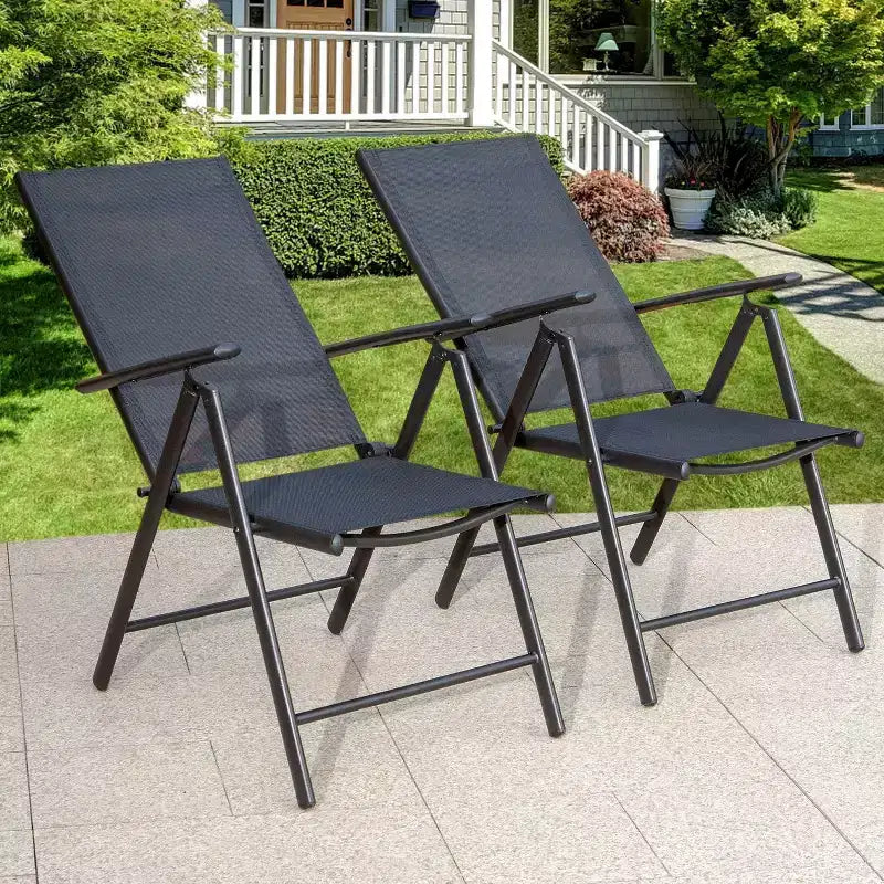 Set da pranzo da 7 pezzi per patio con tavolo rettangolare in finto legno con foro per ombrellone e sedie reclinabili pieghevoli - Captiva Designs