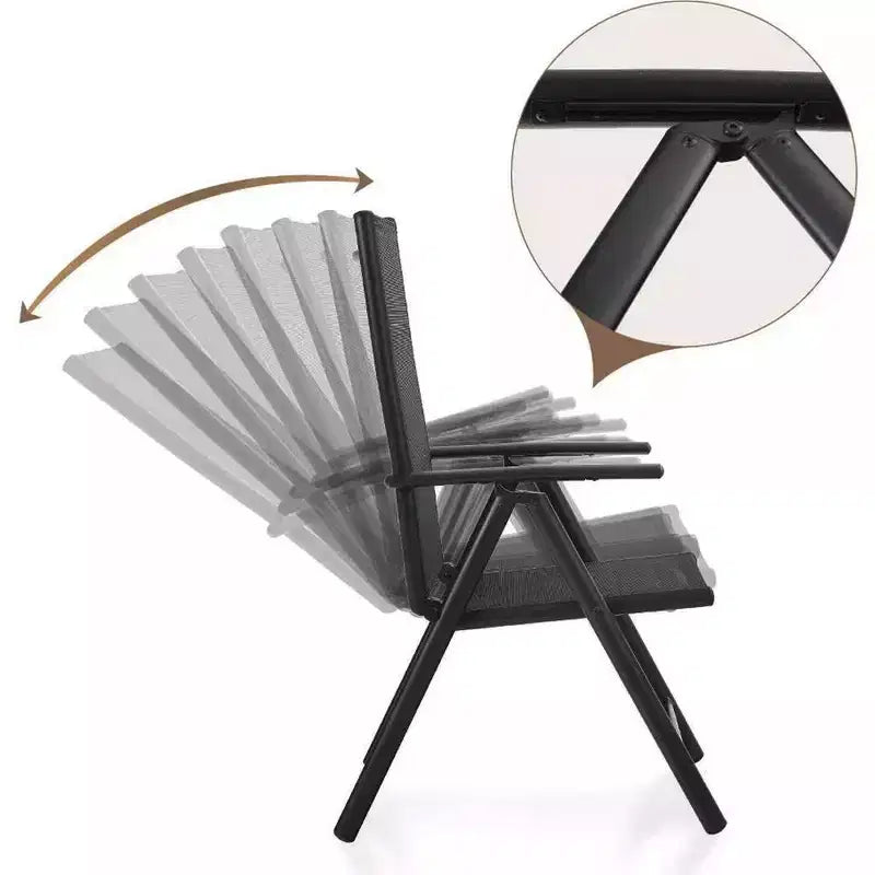 Set da pranzo da 7 pezzi per patio con tavolo rettangolare in finto legno con foro per ombrellone e sedie reclinabili pieghevoli - Captiva Designs