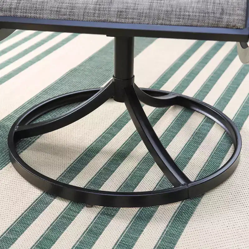 Set da pranzo da patio 3 pezzi con tavolino rotondo e sedie a braccioli imbottite girevoli a 360° - Captiva Designs: Resistente alle intemperie, struttura in acciaio
