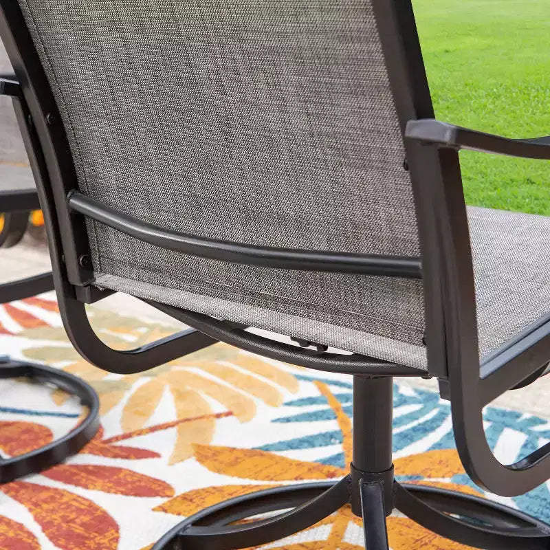 Set da pranzo da patio 7 pezzi con tavolo allungabile in acciaio e sedie a sdraio girevoli a 360° - Captiva Designs: Set di mobili da esterno