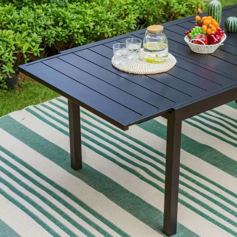 Set da pranzo da patio 7 pezzi con tavolo allungabile in acciaio e sedie a sdraio girevoli a 360° - Captiva Designs: Set di mobili da esterno