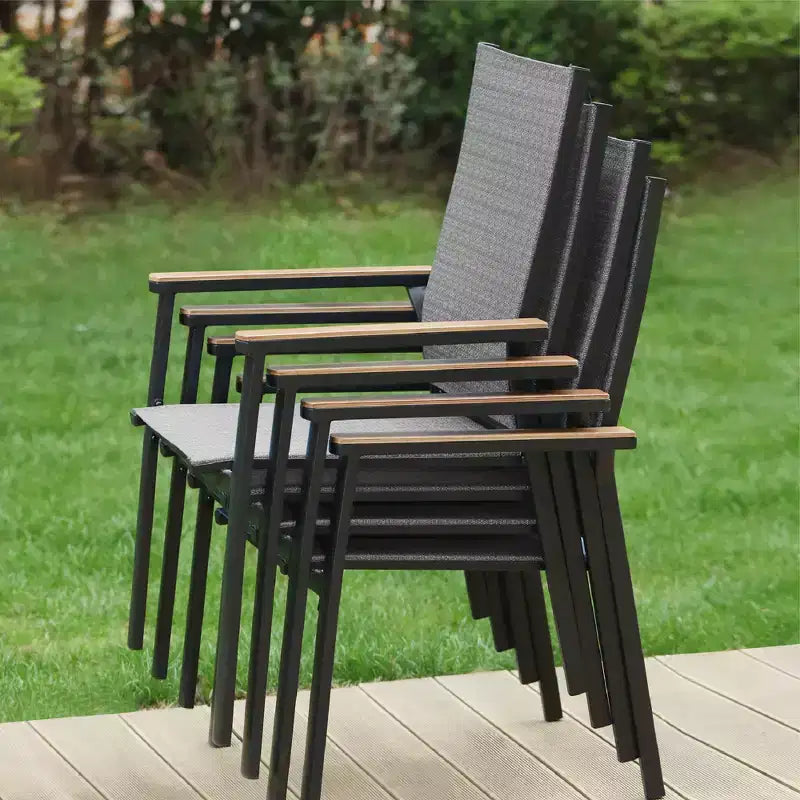 Set da pranzo per patio 3 pezzi con tavolino rotondo e sedie a fionda leggere - Captiva Designs: Bistro da esterno, adatto per balconi