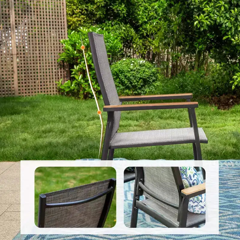 Set da pranzo per patio 3 pezzi con tavolino rotondo e sedie a fionda leggere - Captiva Designs: Bistro da esterno, adatto per balconi