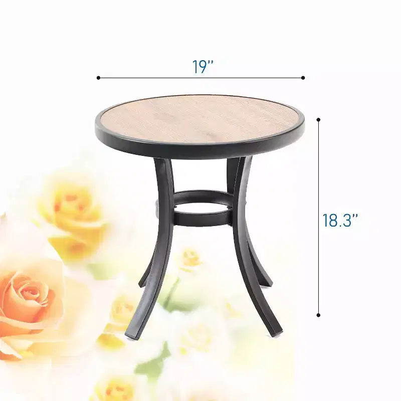 Set da pranzo per patio 3 pezzi con tavolino rotondo e sedie a fionda leggere - Captiva Designs: Bistro da esterno, adatto per balconi