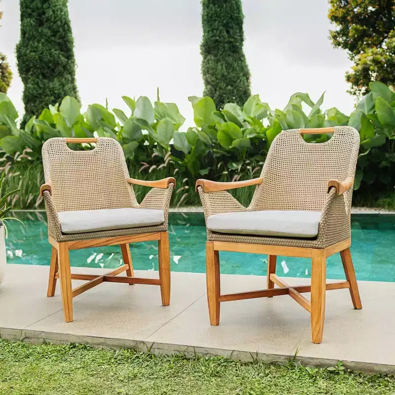 Set da pranzo da esterno Sonoma Lane Quinlan 7 pezzi in teak con cuscini per seduta - Resistente alle intemperie