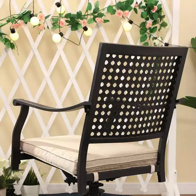 Set da pranzo da esterno 7 pezzi con sedie girevoli e cuscini e tavolo allungabile - Captiva Designs: Resistente agli agenti atmosferici, struttura in acciaio