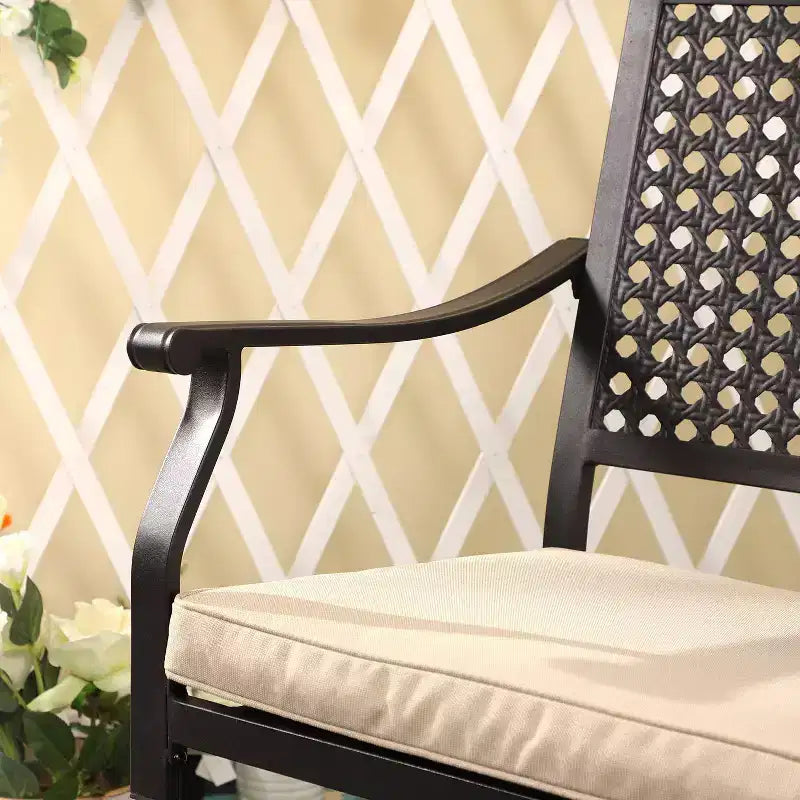 Set da pranzo da esterno 7 pezzi con sedie girevoli e cuscini e tavolo allungabile - Captiva Designs: Resistente agli agenti atmosferici, struttura in acciaio
