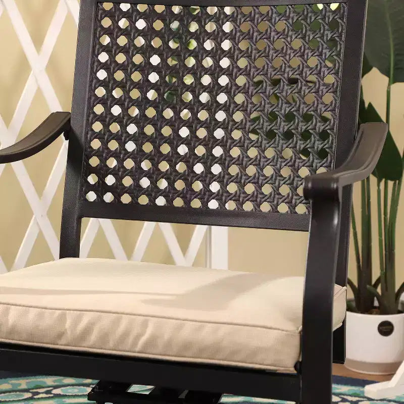 Set da pranzo da esterno 7 pezzi con sedie girevoli e cuscini e tavolo allungabile - Captiva Designs: Resistente agli agenti atmosferici, struttura in acciaio