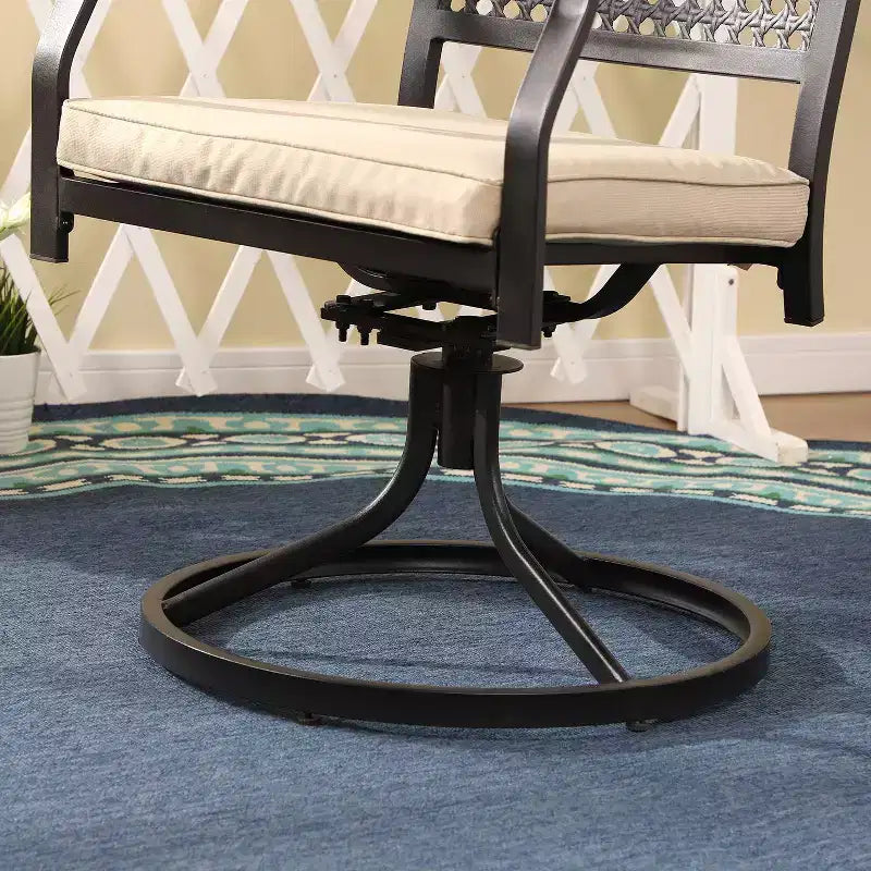 Set da pranzo da esterno 7 pezzi con sedie girevoli e cuscini e tavolo allungabile - Captiva Designs: Resistente agli agenti atmosferici, struttura in acciaio