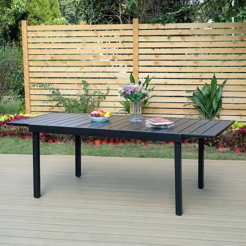 Set da pranzo da esterno 7 pezzi con sedie girevoli e cuscini e tavolo allungabile - Captiva Designs: Resistente agli agenti atmosferici, struttura in acciaio