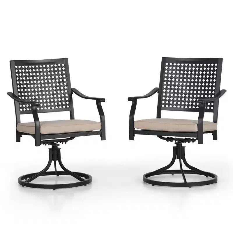 Set da pranzo da esterno 7 pezzi con sedie girevoli e cuscini e tavolo allungabile - Captiva Designs: Resistente agli agenti atmosferici, struttura in acciaio