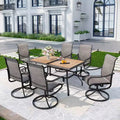 7pc Outdoor Dining Set with Faux Wood Table Top & 1.6" Umbrella Hole & Swivel Chairs - Captiva Designs