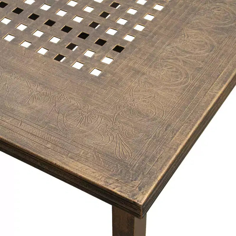 Set da pranzo moderno rettangolare da esterno da 241 cm per 8, resistente ai raggi UV, bronzo - Oakland Living: con sedute in rete e foro per ombrellone